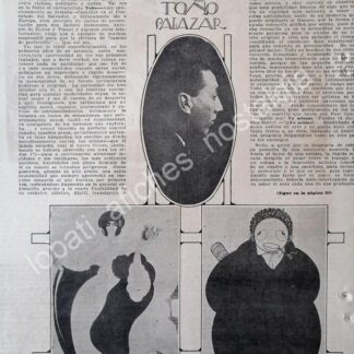 CARTEL ANTIGUO ORIGINAL DE EL CARICATURISTA TOÑO SALAZAR 1922 / MUY RARO