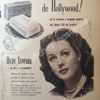CARTEL ANTIGUO ORIGINAL DE HEDY LAMARR Y JABON LUX 1947/ FEP