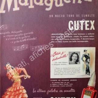 CARTEL ANTIGUO ORIGINAL DE BAILARINA EDITH PALOMERO Y ESMALTE CUTEX 1946 / FEP
