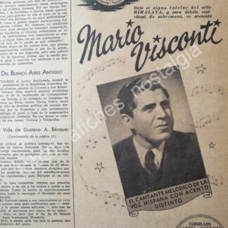 CARTEL ANTIGUO ORIGINAL DE MEDIAS HIMALAYA PATROCINA A MARIO VISCONI 1946 FEP