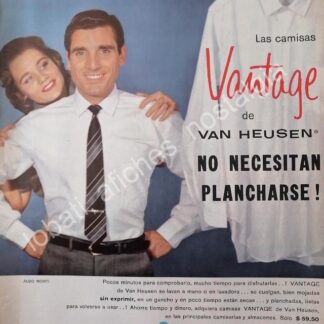 CARTEL ANTIGUO ORIGINAL DE ALDO MONTI Y CAMISAS VAN HEUSEN 1960s /5 FEP