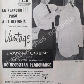 CARTEL ANTIGUO ORIGINAL DE ALDO MONTI Y CAMISAS VAN HEUSEN 1960s /4 FEP
