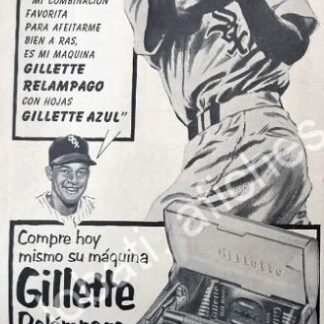 CARTEL ANTIGUO ORIGINAL DE BEISBOLISTA CHICO CARRASQUEL Y GILLETTE 1950s / FEP BEISBOL