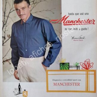 CARTEL ANTIGUO ORIGINAL DE MAURICIO GARCES Y CAMISAS MANCHESTER 1964 /FEP 12