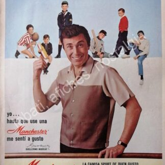CARTEL ANTIGUO ORIGINAL DE GUILLERMO MURRAY Y CAMISAS MANCHESTER 1960s /FEP 2