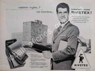 CARTEL ANTIGUO ORIGINAL DE ROGELIO GUERRA Y TELAS RIVETEX EN LA UNAM 1961 / FEP 3