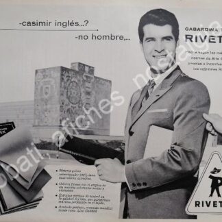 CARTEL ANTIGUO ORIGINAL DE ROGELIO GUERRA Y TELAS RIVETEX EN LA UNAM 1961 / FEP 3