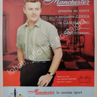 CARTEL ANTIGUO ORIGINAL DE MANOLO FABREGAS Y CAMISAS MANCHESTER 1961 FEP /4