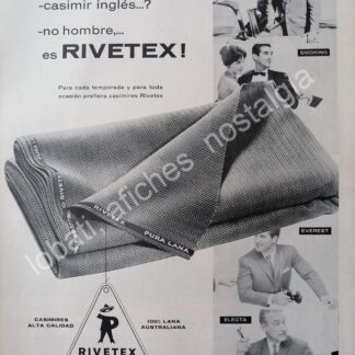 CARTEL ANTIGUO ORIGINAL DE ROGELIO GUERRA Y TELAS RIVETEX 1962 / FEP 2
