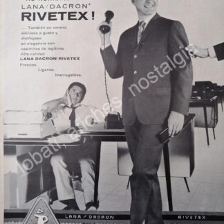 CARTEL ANTIGUO ORIGINAL DE ROGELIO GUERRA Y TELAS RIVETEX 1962 / FEP