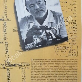 CARTEL ANTIGUO ORIGINAL DE EDITORIAL LIFE Y ERNEST HEMINGWAY 1960 / FEP