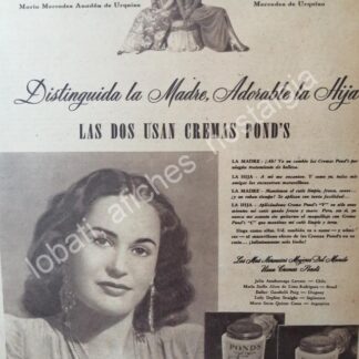 CARTEL ANTIGUO ORIGINAL DE MERCEDES DE URQUIZA Y CREMA PONDS 1946 /FEP