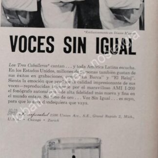 CARTEL ANTIGUO ORIGINAL DE TRIO LOS 3 CABALLEROS Y LAS ROCKOLAS AMI 1956 / FEP