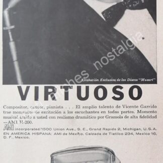 CARTEL ANTIGUO ORIGINAL DE VICENTE GARRIDO Y LAS ROCKOLAS AMI 1956 / FEP