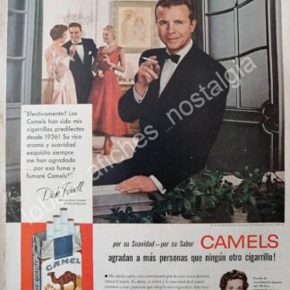 CARTEL ANTIGUO ORIGINAL DE CIGARROS CAMEL CON DICK POWELL 1954 FEP