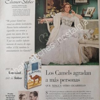 CARTEL ANTIGUO ORIGINAL DE CIGARROS CAMEL CON ELEANOR STEBER FEP