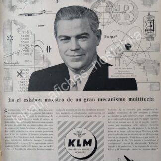 CARTEL ANTIGUO ORIGINAL DE RAY W. MAC DONALD Y AEROLINEAS KLM 1956 /FEP