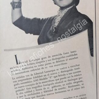 CARTEL ANTIGUO ORIGINAL DE LIBERTAD LAMARQUE Y LAS ROCKOLAS AMI 1950s /RARO/ FEP