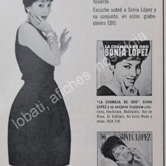 CARTEL ANTIGUO ORIGINAL DE CANTANTE SONIA LOPEZ Y DISCOS CBS 1964 / FEP