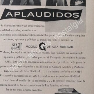 CARTEL ANTIGUO ORIGINAL DE LOS PANCHOS Y LAS ROCKOLAS AMI 1950s / FEP