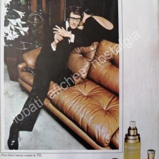 CARTEL ANTIGUO ORIGINAL DE YVES SAINT LAURENT PRESENTA SU FRAGANCIA 1970s