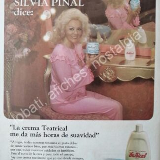 CARTEL ANTIGUO ORIGINAL DE SILVIA PINAL Y CREMA TEATRICAL 1970s / FEP