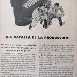 CARTEL ANTIGUO ORIGINAL DE HITLER Y MUSOLINI EN RCA VICTOR 1943