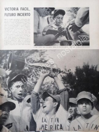 CARTEL ANTIGUO ORIGINAL DE NOTA DE PRENSA. LIGA INFANTIL MONTERREY GANA SERIE MUNDIAL 1958
