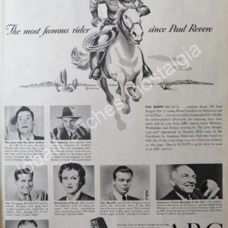 CARTEL ANTIGUO ORIGINAL DE RADIO DIFUSORA ABC PRESENTA, EL LLANERO SOLITARIO 1960s