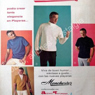 CARTEL ANTIGUO ORIGINAL DE MAURICIO GARCES Y CAMISAS MANCHESTER 1968 /FEP 7