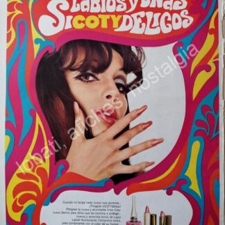 CARTEL ANTIGUO ORIGINAL DE PUBLICIDAD SICODELICA AÑOS 60s COSMETICOS COTY 1968 / RARO