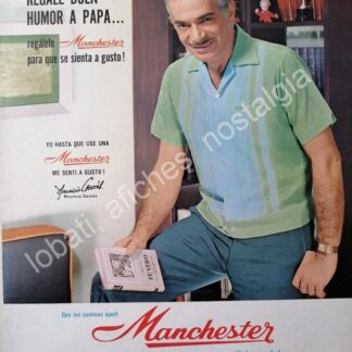 CARTEL ANTIGUO ORIGINAL DE MAURICIO GARCES Y CAMISAS MANCHESTER 1969 /FEP 5