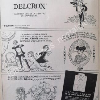 CARTEL ANTIGUO ORIGINAL DE TELAS DELCRON. DIBUJOS DE ABEL QUEZADA 1966 /FEP