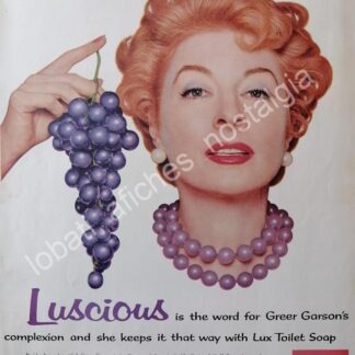 CARTEL ANTIGUO ORIGINAL DE GREER GARSON EN LOS JABONES LUX. U.S.A 1954 / FEP