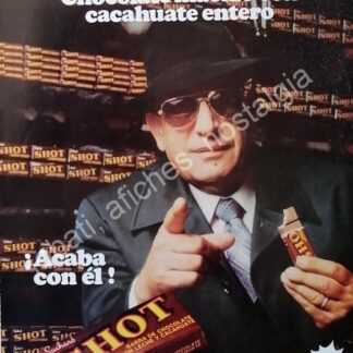 CARTEL ANTIGUO ORIGINAL DE TELLY SAVALAS Y CHOCOLATE SHOT 1980s /FEP RARO