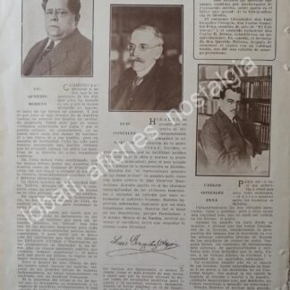 CARTEL ANTIGUO ORIGINAL DE NOTA DE PRENSA 1922 QUERIDO MOHENO Y LUIS GONZALEZ OBREGON