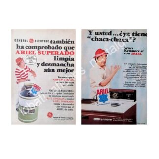 CARTEL ANTIGUO ORIGINAL DE LUIS JIMENO Y EL DETERGENTE ARIEL 1980s CHACA CHACA