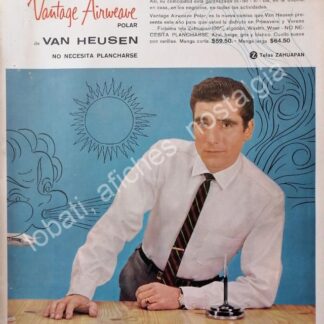 CARTEL ANTIGUO ORIGINAL DE ALDO MONTI Y CAMISAS VAN HEUSEN 1960s /3 /FEP