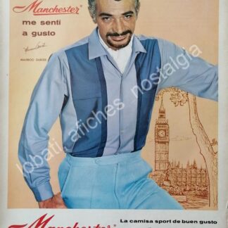 CARTEL ANTIGUO ORIGINAL DE MAURICIO GARCES Y CAMISAS MANCHESTER 1965 /2