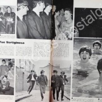 CARTEL ANTIGUO ORIGINAL DE NOTA SOBRE LOS BEATLES 1960s CARRERA VERTIGINOSA