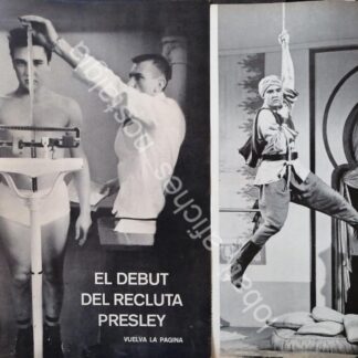 CARTEL ANTIGUO ORIGINAL DE NOTA. ELVIS PRESLEY DEBUTA COMO RECLUTA 1958