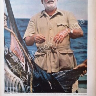CARTEL ANTIGUO ORIGINAL DE NOTA DE PRENSA ERNEST HEMINGWAI 1950s /2