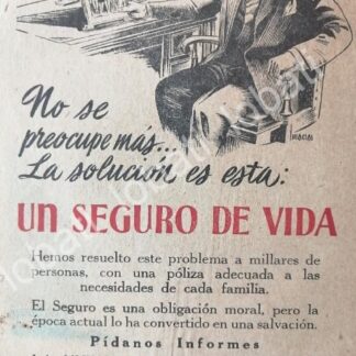 CARTEL ANTIGUO ORIGINAL DE SEGUROS MONTERREY DEL CIRCULO MERCANTIL 1940s /185