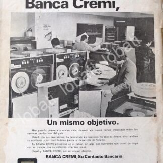 CARTEL ANTIGUO ORIGINAL DE BANCO. BANCA CREMI S.A 1978 /195