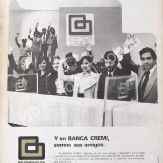 CARTEL ANTIGUO ORIGINAL DE BANCO. BANCA CREMI S.A 1978 /197