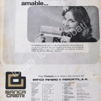 CARTEL ANTIGUO ORIGINAL DE BANCO. BANCA CREMI S.A 1978 /199