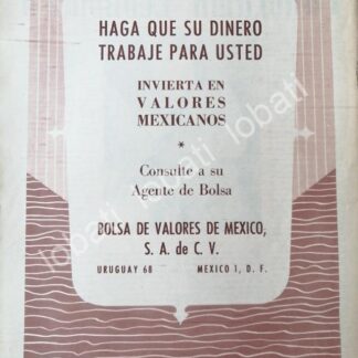 CARTEL ANTIGUO ORIGINAL DE BOLSA DE VALORES DE MEXICO S.A 1960s /205