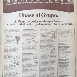 CARTEL ANTIGUO ORIGINAL DE INICIOS DEL BANCO INTERNACIONAL S.A 1973 /206 MUY RARO