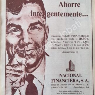 CARTEL ANTIGUO ORIGINAL DE BANCO NACIONAL FINANCIERA 1960s /208