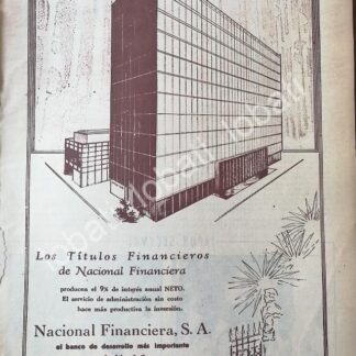 CARTEL ANTIGUO ORIGINAL DE BANCO. NACIONAL FINANCIERA Y SU EDIFICIO 1967 /217